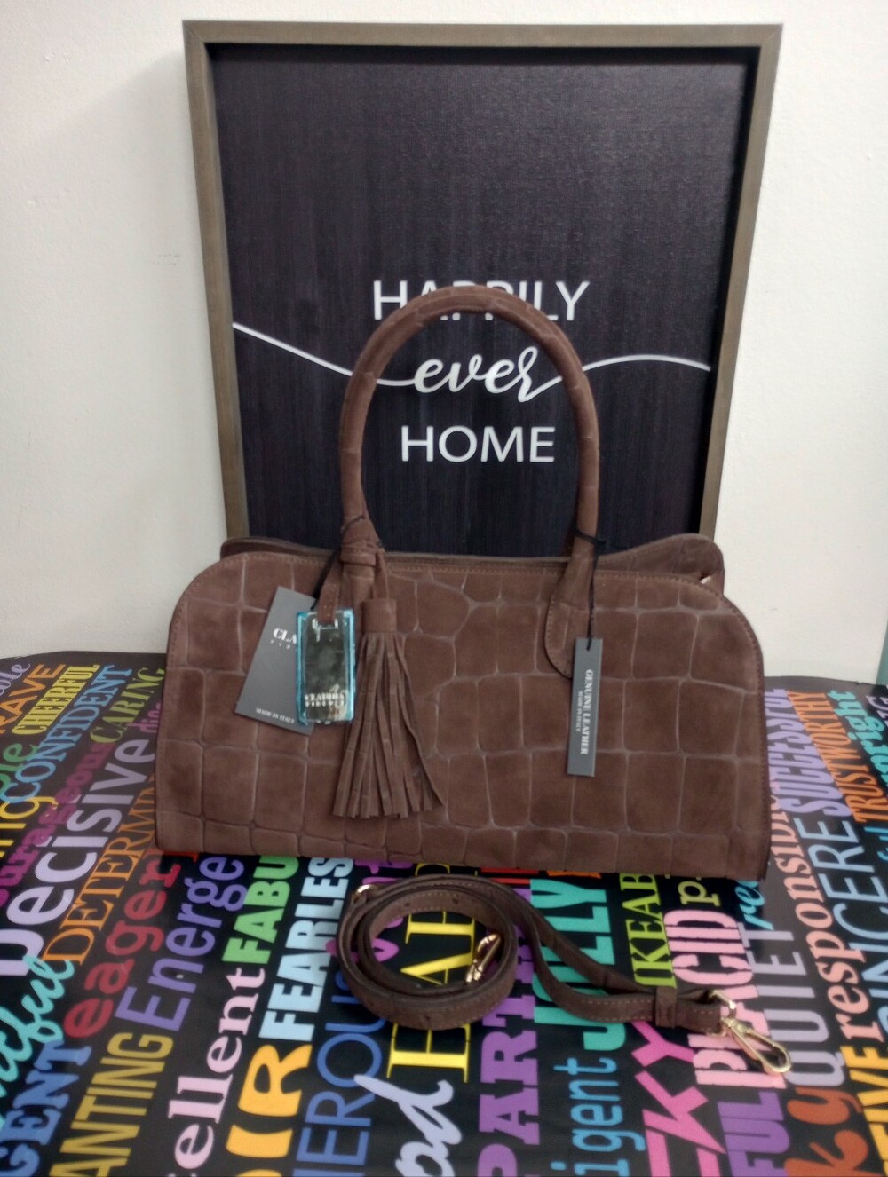 Cultured Crocodile Embossed Claudia Firenze Top-Handle Shoulder Bag!.